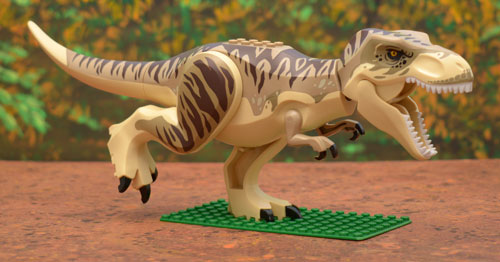 t-rex standing on baseplate
