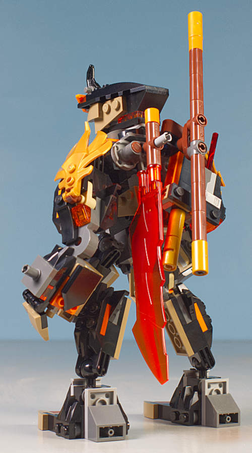 mech back showing weapons on storage pins