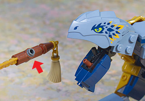 tongue with pin stuck in weapon
