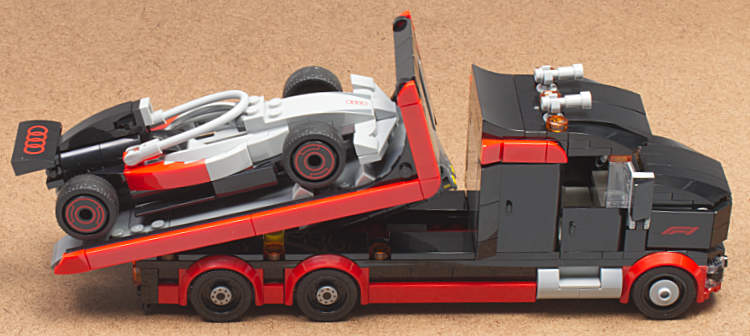 flatbed with car