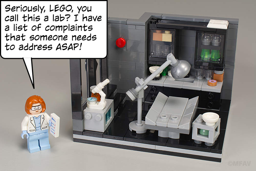 Scully: Seriously LEGO, you call this a lab? I have a list of complaints that someone needs to address ASAP!