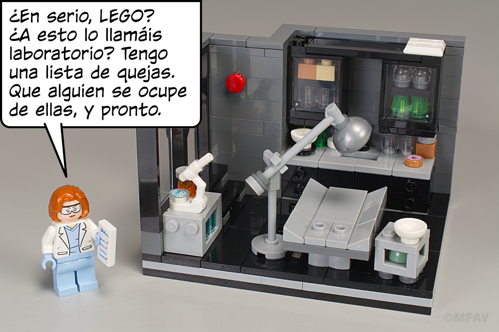 Scully: ¿En serio, LEGO? ¿A esto lo llamáis laboratorio? Tengo una lista de quejas. Que alguien se ocupe de ellas, y pronto.