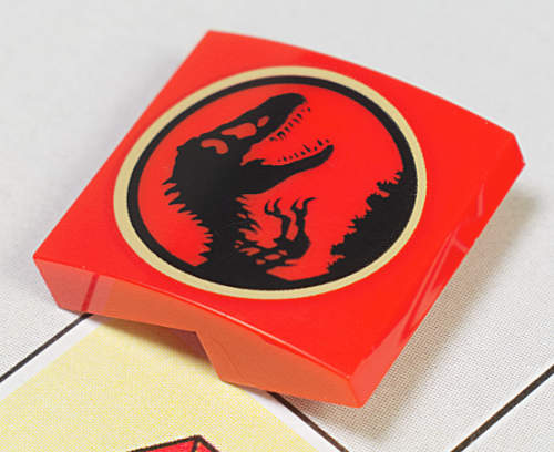 logo on red curved tile