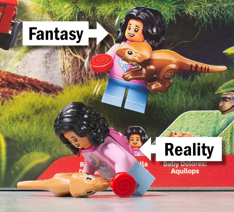 girl minifigure with baby dinosaur
